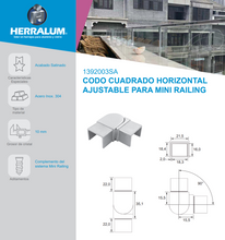 Codo Cuadrado Horizontal Ajustable Para Mini Railing