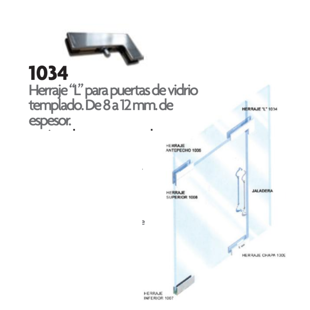 Herraje Superior Tipo “L” Línea Tapalpa Para Puerta de Cristal Templado herralum