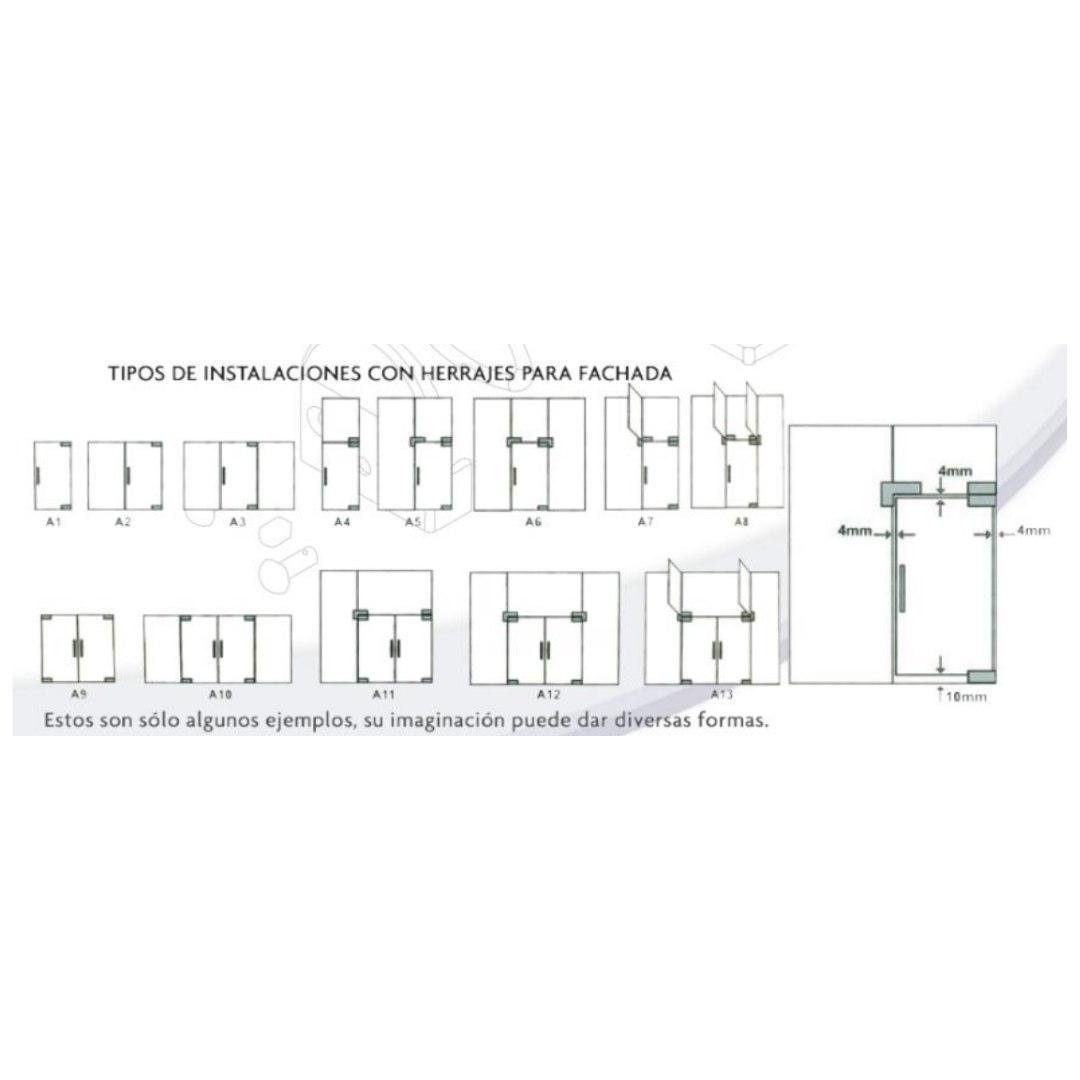 Herraje Superior Tipo “L” Línea Tapalpa Para Puerta de Cristal Templado herralum