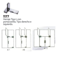 Herraje Superior Tipo "L" con Portacostilla Linea Tapalpa para Cristal Templado Herralum