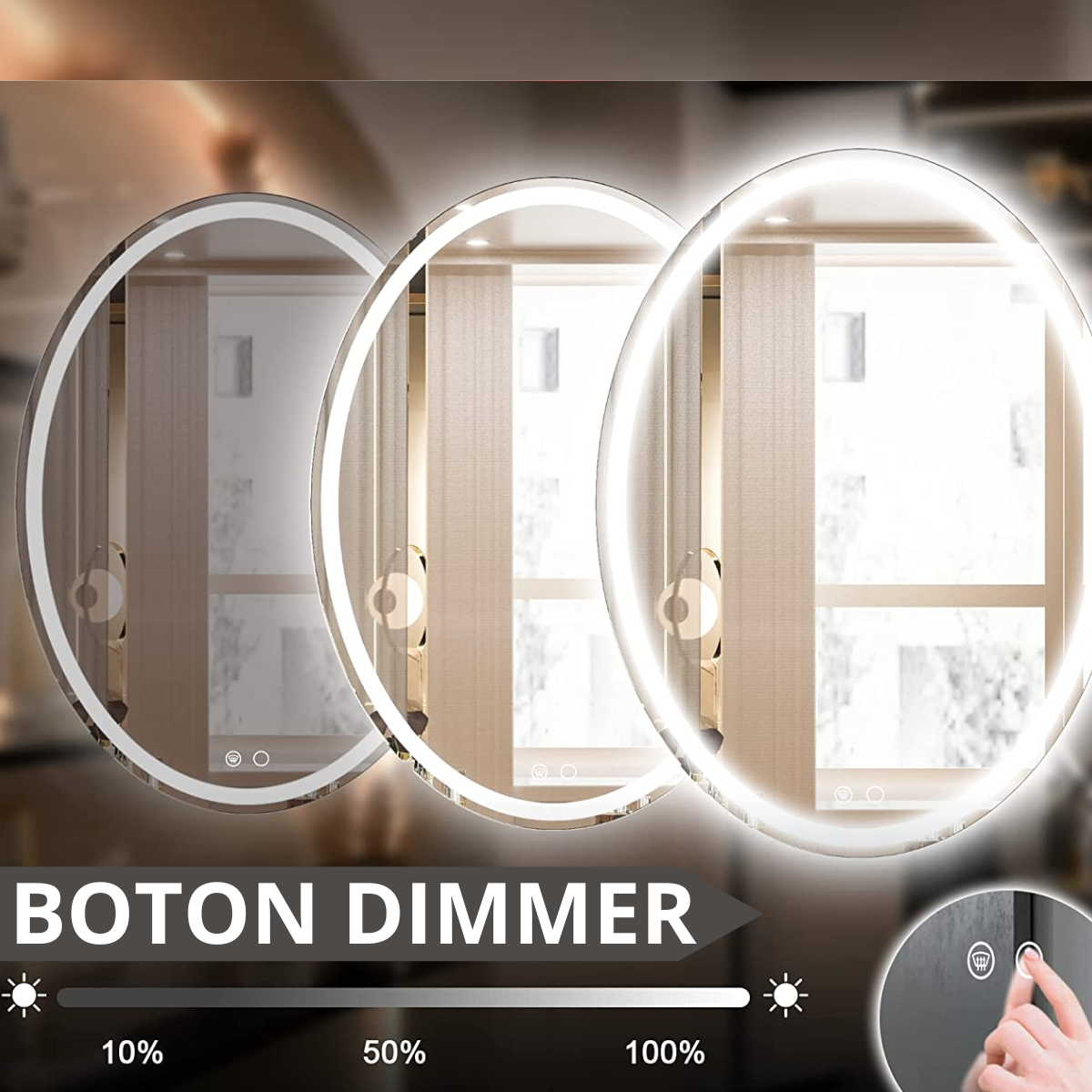 Espejo Ovalado De Lujo Con Luz Led Blanca 60x80 cm herrashop