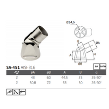 Base de Acero Inoxidable Suelo-Pared Ajustable Herralum