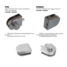 Seguro Xcaret con Perno Para Puerta de Cristal Templado de 9mm herralum