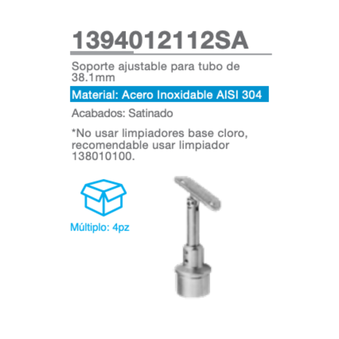 Adjustable Support for 38.1mm Tube SKU 1394012112SA
