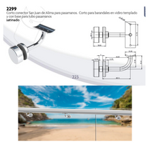 Short Glass Support to 2" Handrail Tube SKU 2299COR