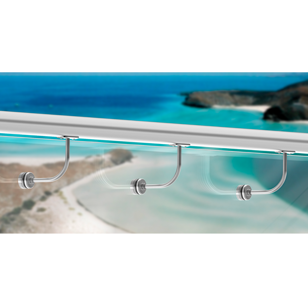 Soporte Vidrio a Tubo de Pasamanos de 2" de Acero Inoxidable Herralum