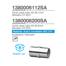 Unión para tubo de 2" (50.8mm) Y 1 1/2" (38.1mm) herralum