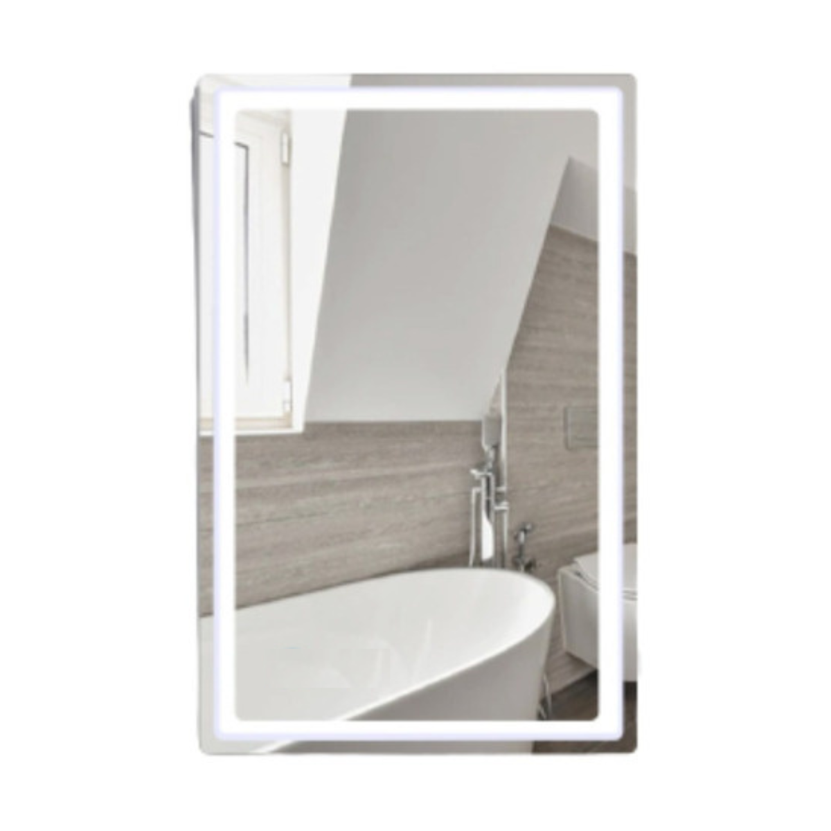 Luxury Rectangular Mirror With 3 Light Shades + Anti-Fog 60X80 cm