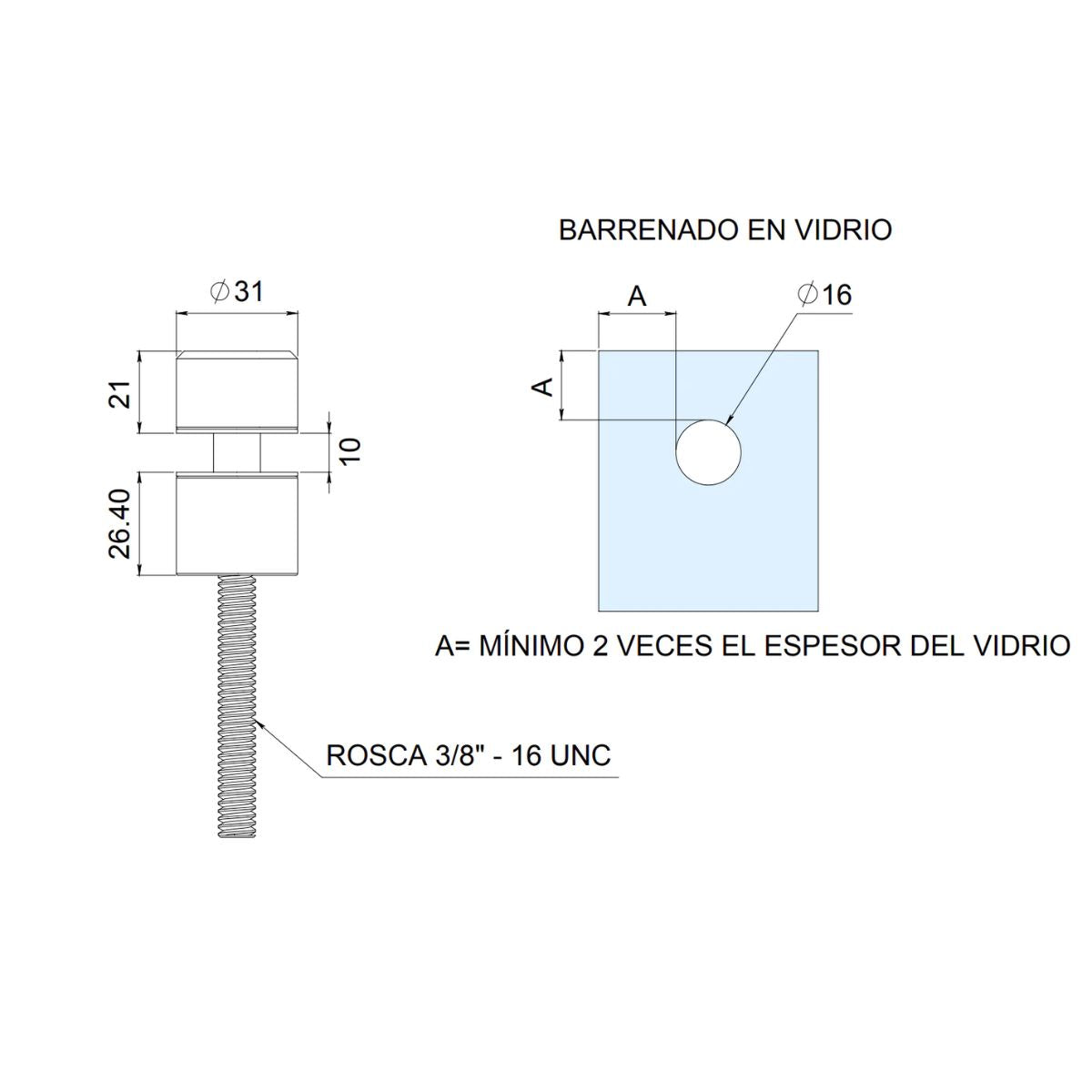 Wall to Glass Fixing Hardware Chapeton Type 2207 Herralum for Glass Railing