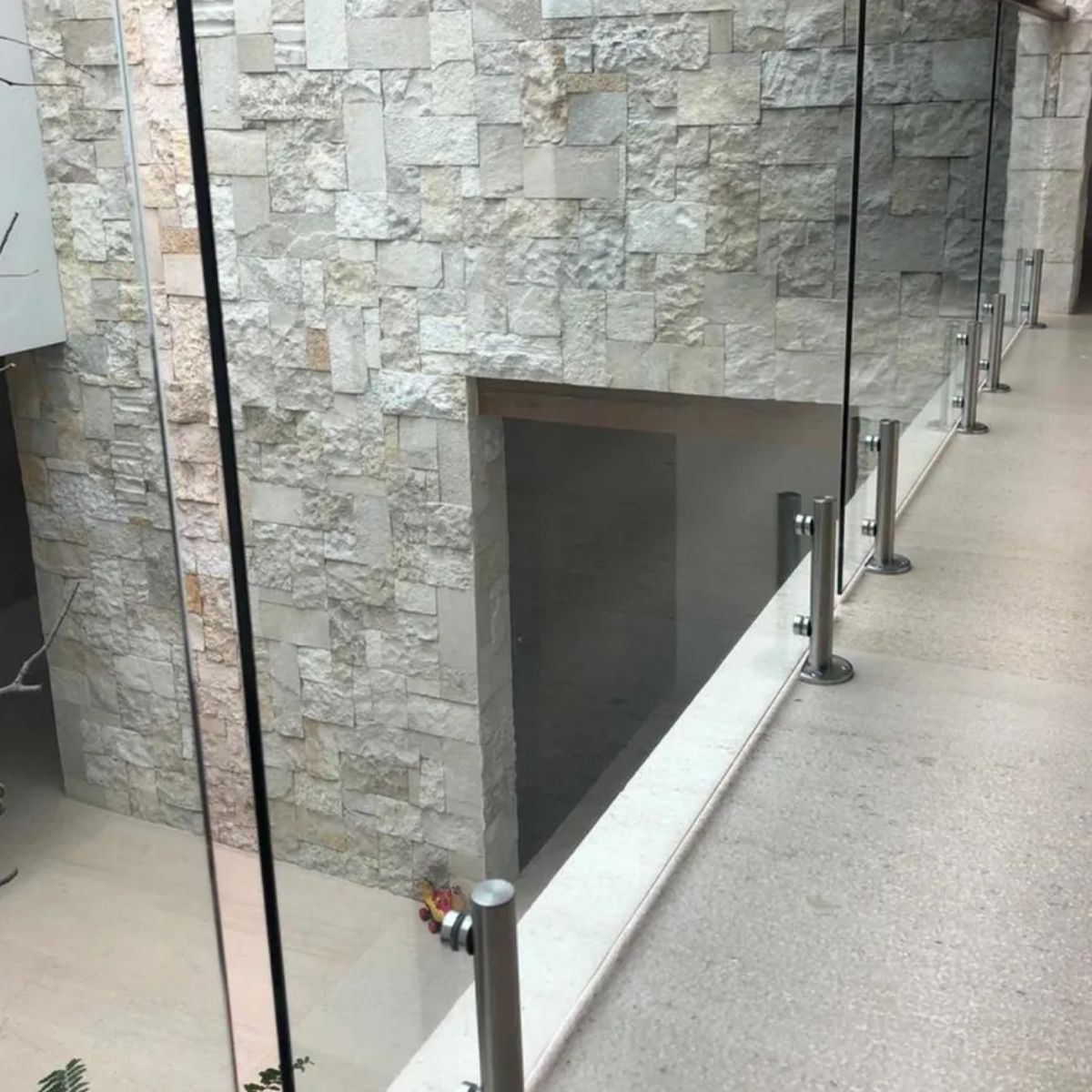 MiniPoste Redondo Satin De 25cm Herralum Para Barandales De Cristal Templado