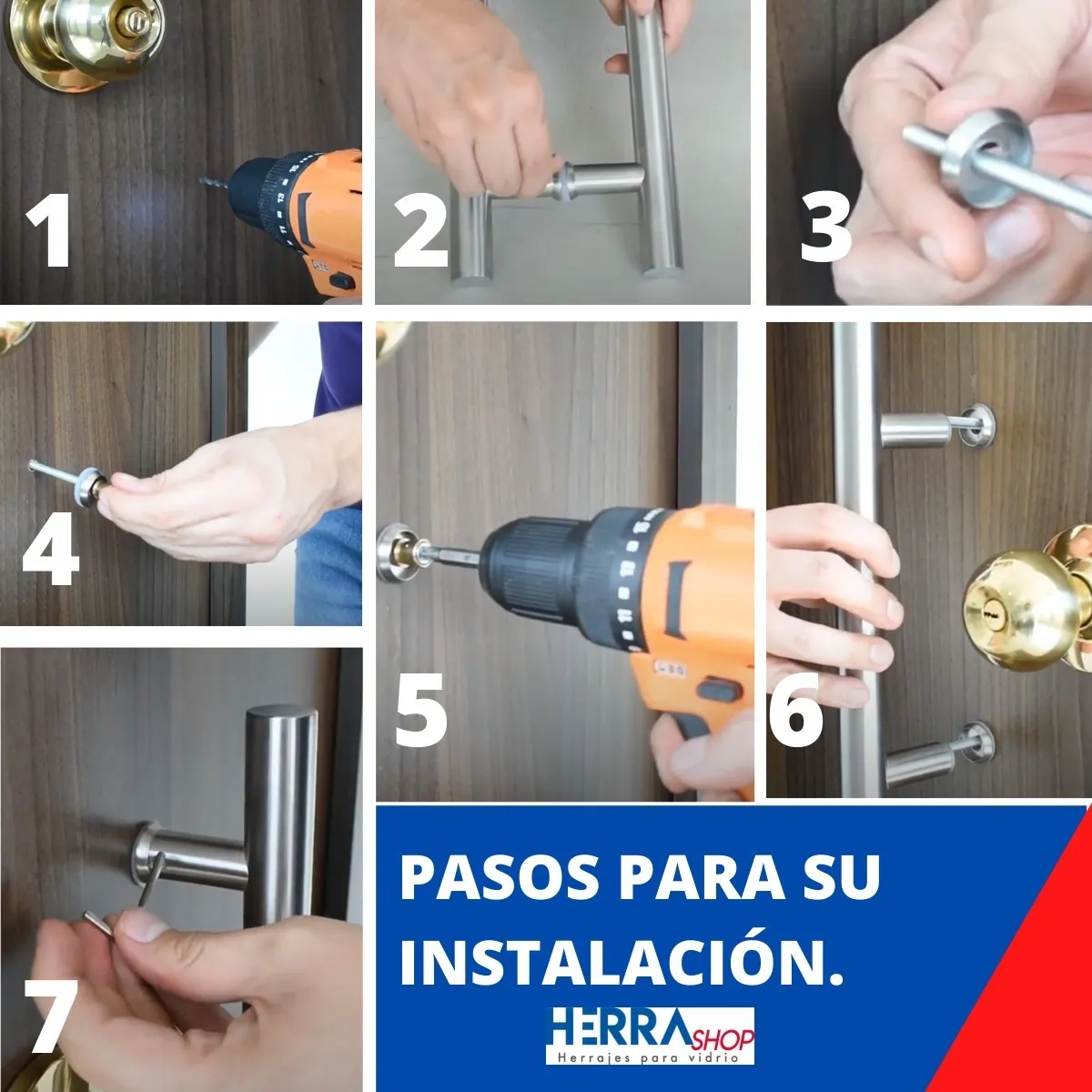 Jaladera para puerta principal Tipo H diametro de 1" herralum