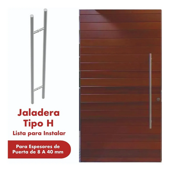 Jaladera interior y exterior para puerta principal tipo H 1 ¼" HERRALUM 2229050SA