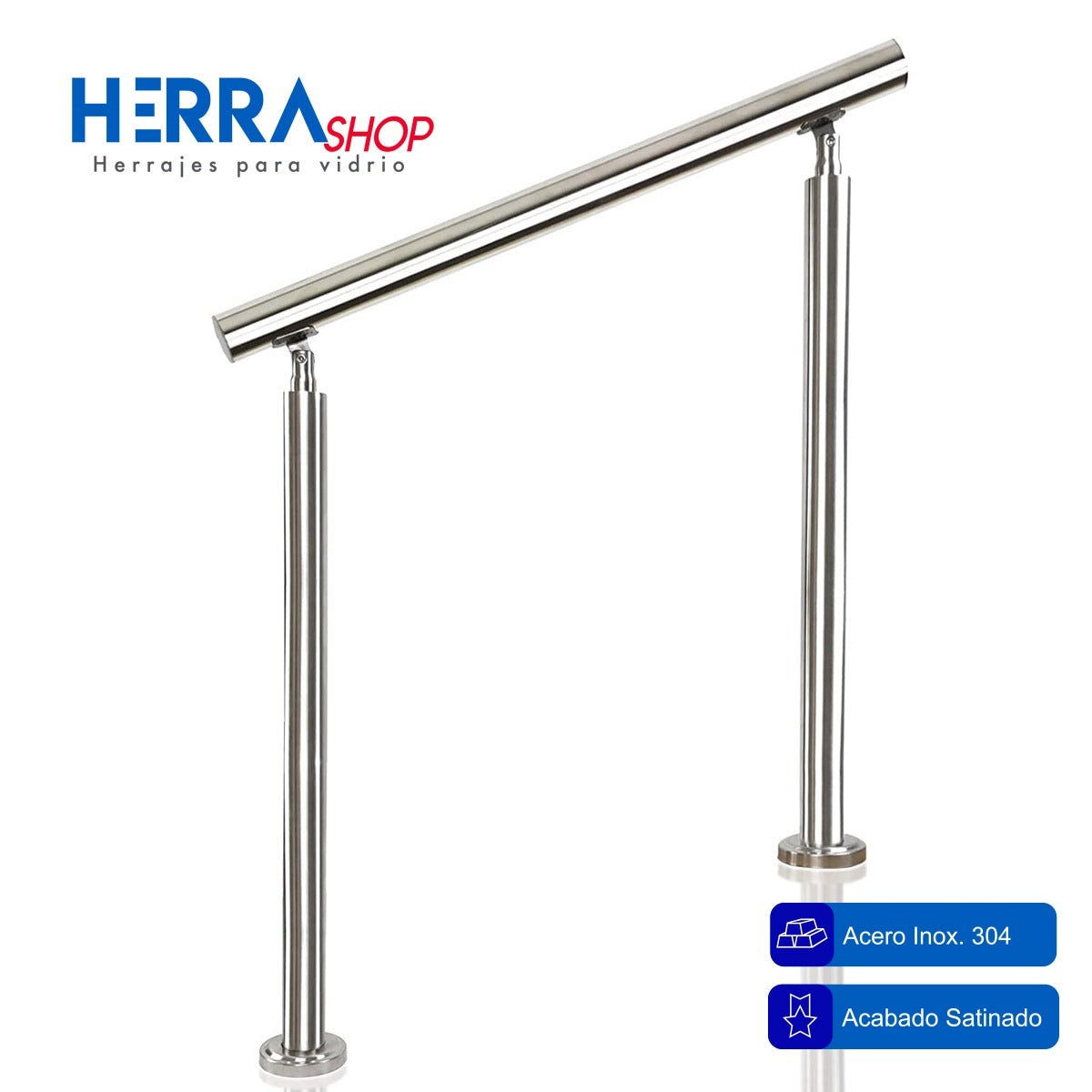 Barandal De Acero Inoxidable Con Soporte Móvil Para Instalación De 90° A 45° En Ambas Direcciones Herralum