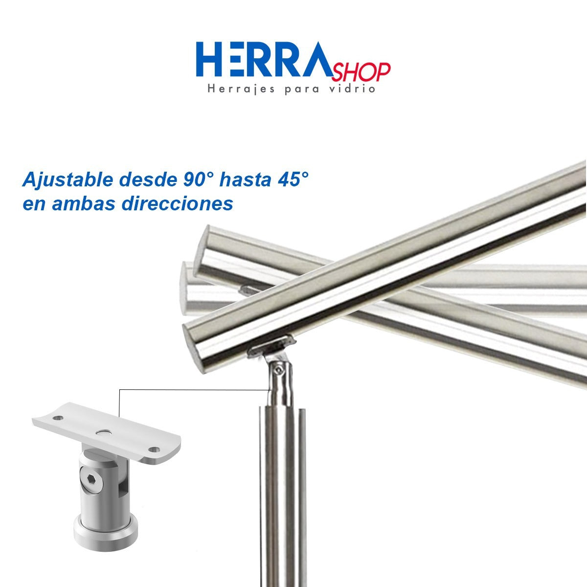 Barandal De Acero Inoxidable Con Soporte Móvil Para Instalación De 90° A 45° En Ambas Direcciones Herralum
